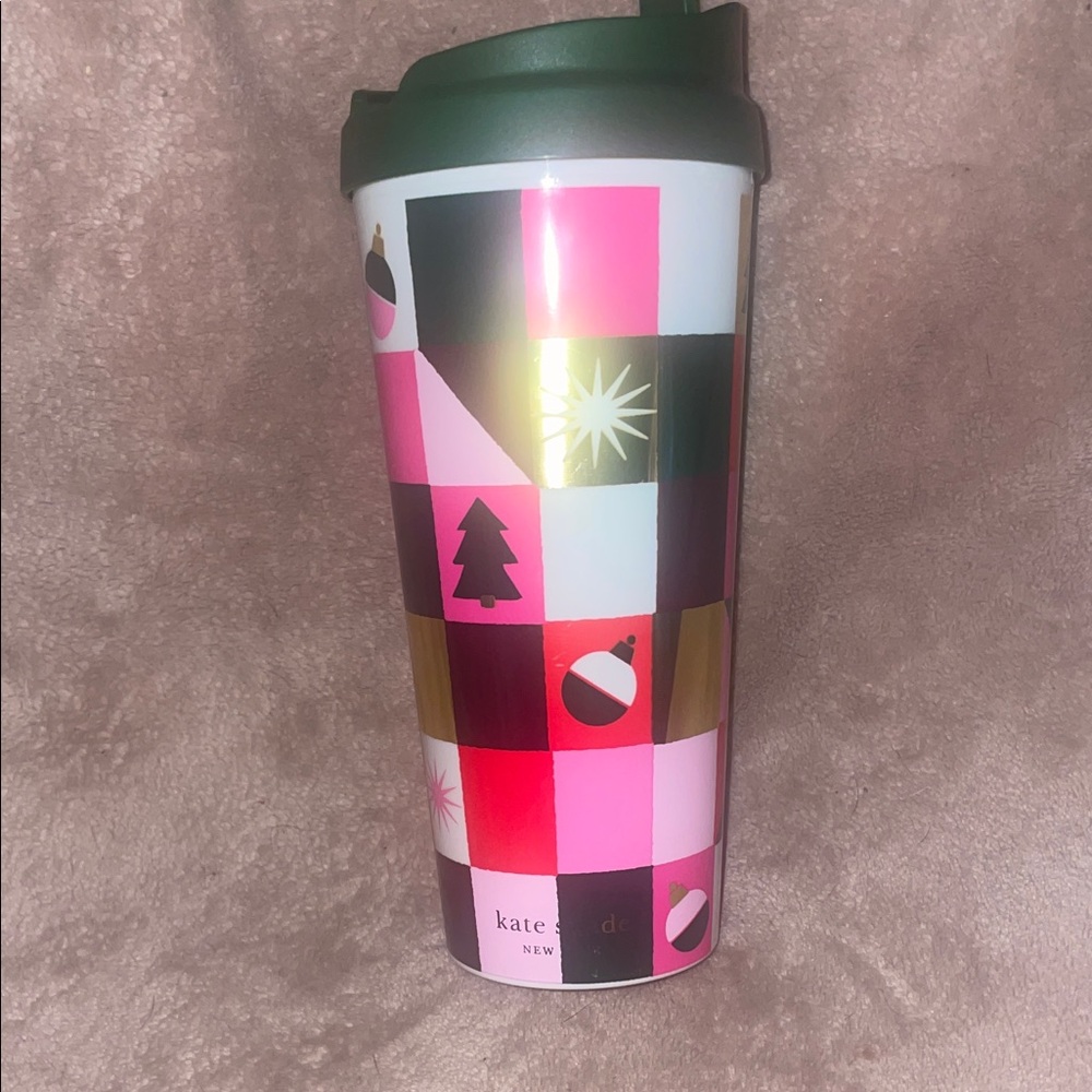Kate Spade Checkered Tumbler with Festive Colors